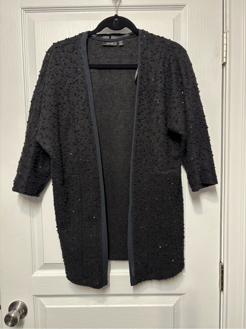 Apt. 9 Black Open-Front Sequin-Textured Cardigan